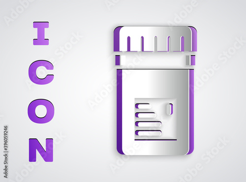 Paper cut Biologically active additives icon isolated on grey background. Paper art style. Vector.