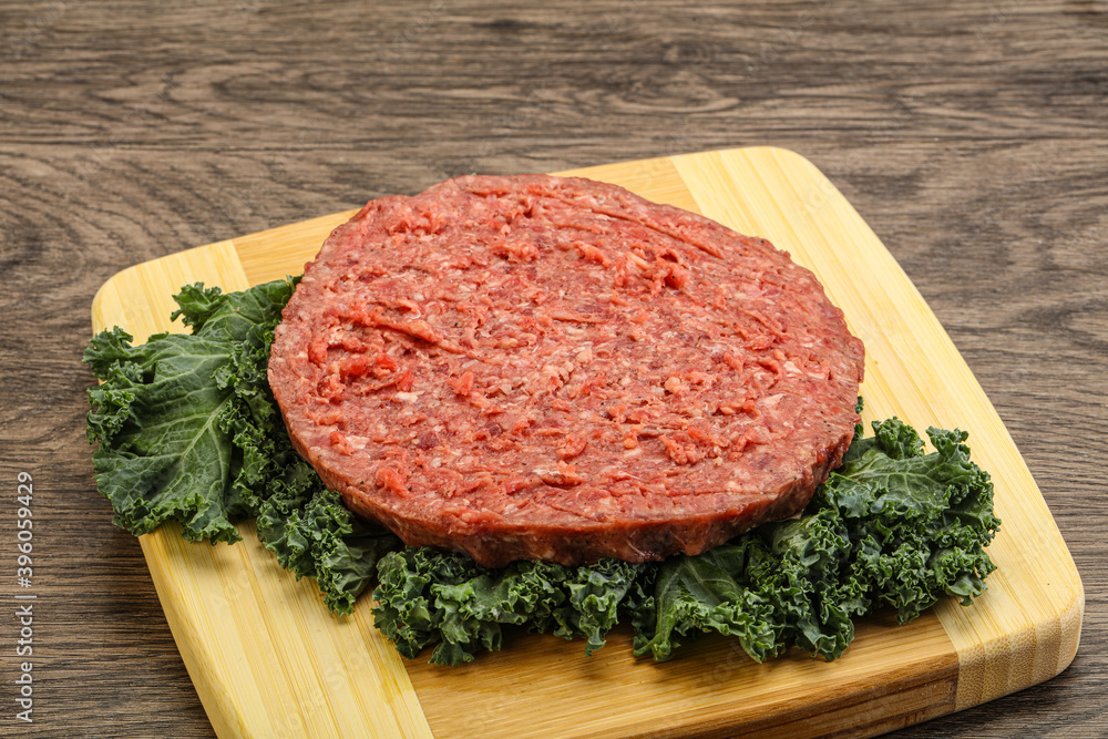 Raw beef burger cutlet for burger Raw beef burger cutlet for burger