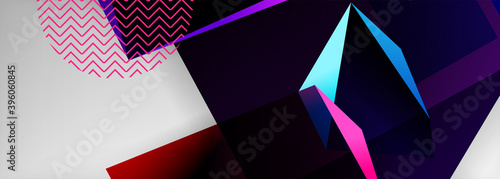 Low poly 3d geometric shapes, minimal abstract background. Vector illustrations for covers, banners, flyers and posters and other