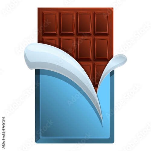 Open chocolate bar icon. Cartoon of open chocolate bar vector icon for web design isolated on white background