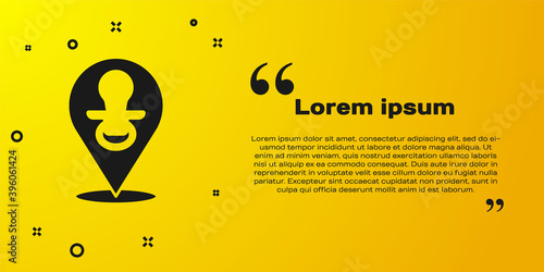 Black Baby dummy pacifier icon isolated on yellow background. Toy of a child. Vector.