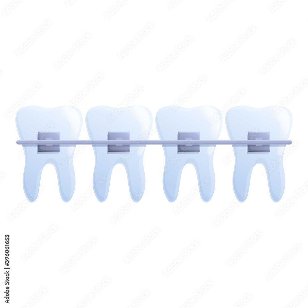 Tooth braces smile icon. Cartoon of tooth braces smile vector icon for web design isolated on white background Tooth braces smile icon. Cartoon of tooth braces smile vector icon for web design isolated on white background