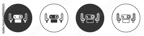 Black Poker table icon isolated on white background. Circle button. Vector.