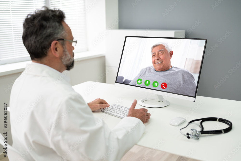 Doctor Talking With Patient Online In Video Call Doctor Talking With Patient Online In Video Call