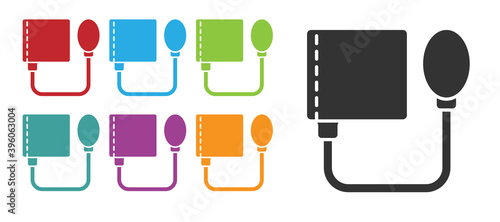 Black Blood pressure icon isolated on white background. Set icons colorful. Vector.