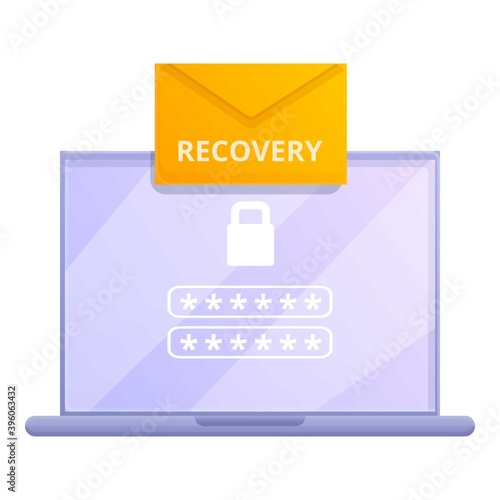 Laptop password recovery icon. Cartoon of laptop password recovery vector icon for web design isolated on white background