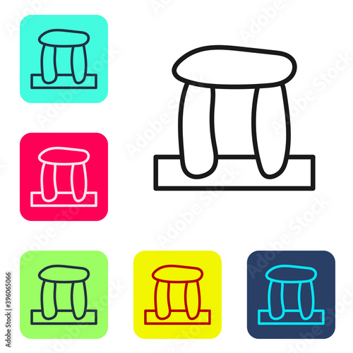 Black line Stonehenge icon isolated on white background. Set icons in color square buttons. Vector.