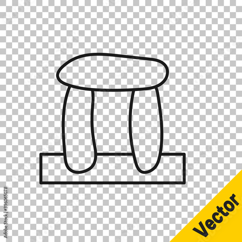 Black line Stonehenge icon isolated on transparent background. Vector.