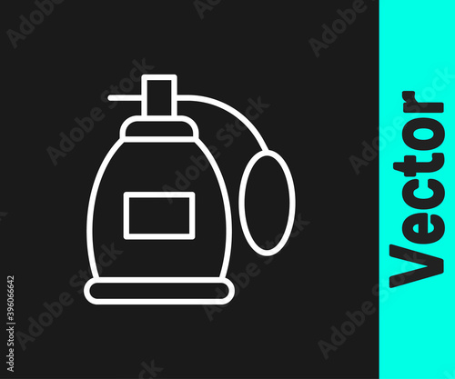 White line Perfume icon isolated on black background. Vector.