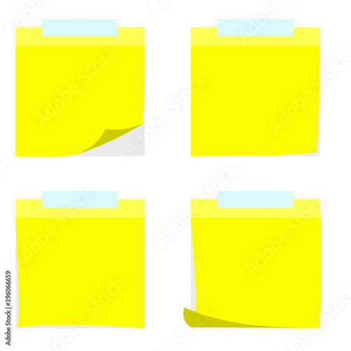 Illustrator vector of yellow blank note paper, note paper template