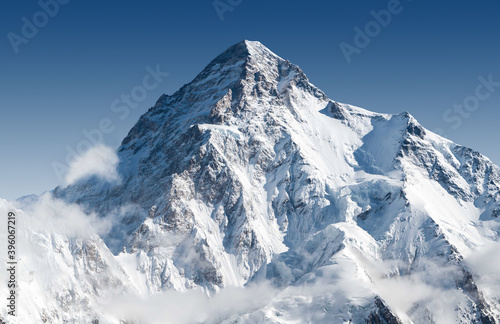 Snowcapped K2 mountain, the second highest peak on the earth 