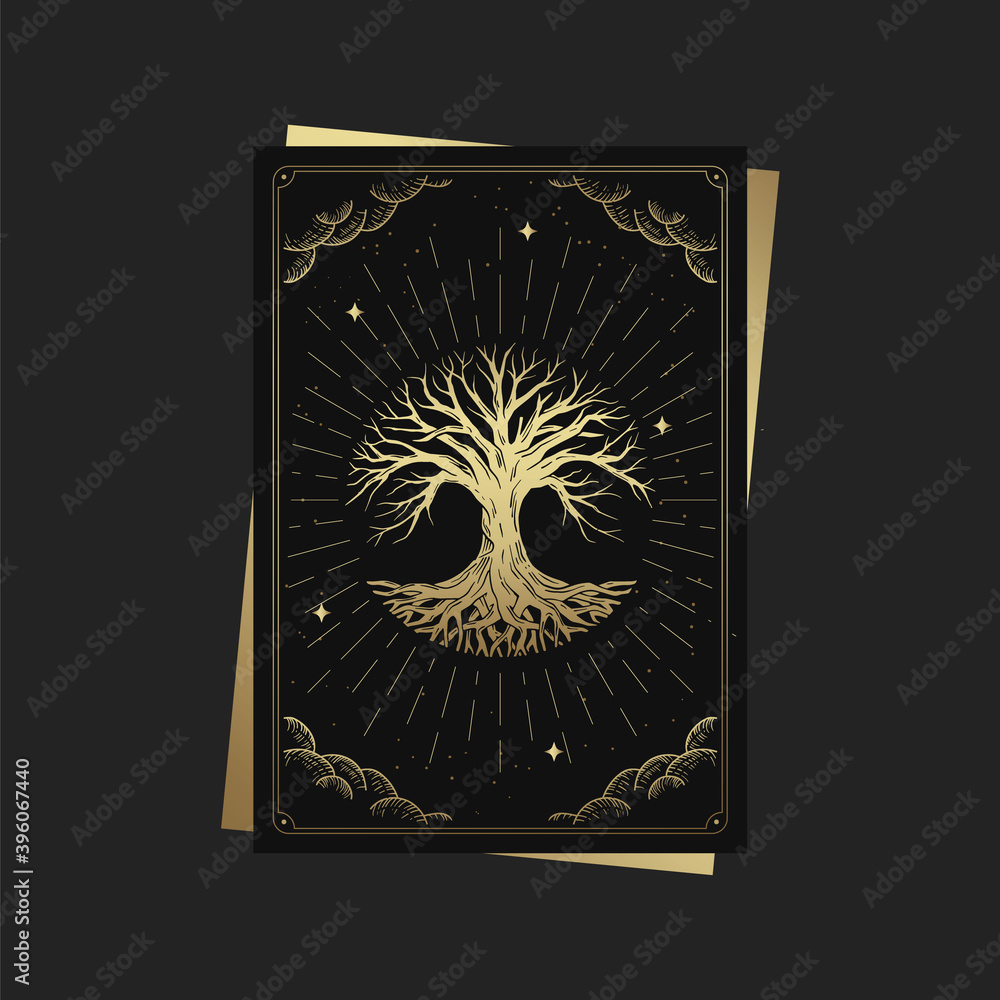 Vektorová grafika „Tree of life. Magic occult tarot cards, Esoteric boho  spiritual tarot reader, Magic card astrology, drawing spiritual or  meditation posters.“ ze služby Stock | Adobe Stock