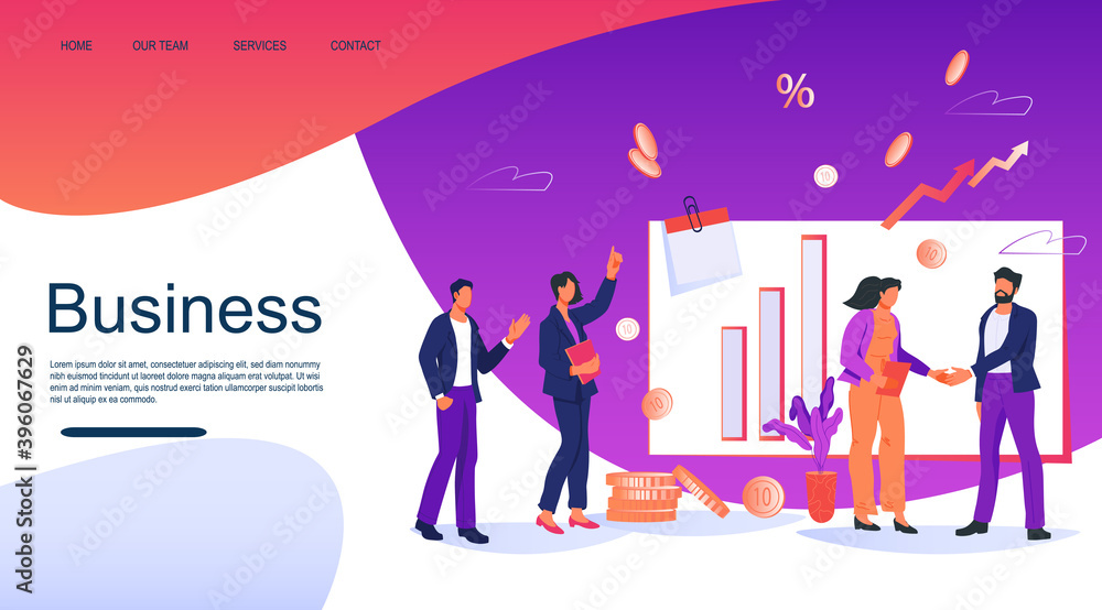 Partnerships, business deals and project financing concept for website banner. Handshake of business people and conclusion of agreement scene for landing page or web app, flat vector illustration.