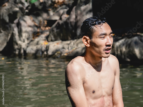 A man standing in the water