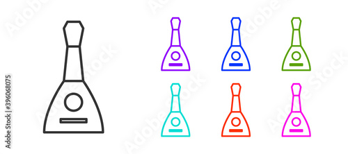 Black line Musical instrument balalaika icon isolated on white background. Set icons colorful. Vector.