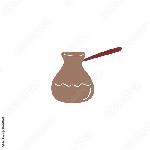 Turkish coffee pot. Cezve icon. Coffee maker sign. Vector doodle icon