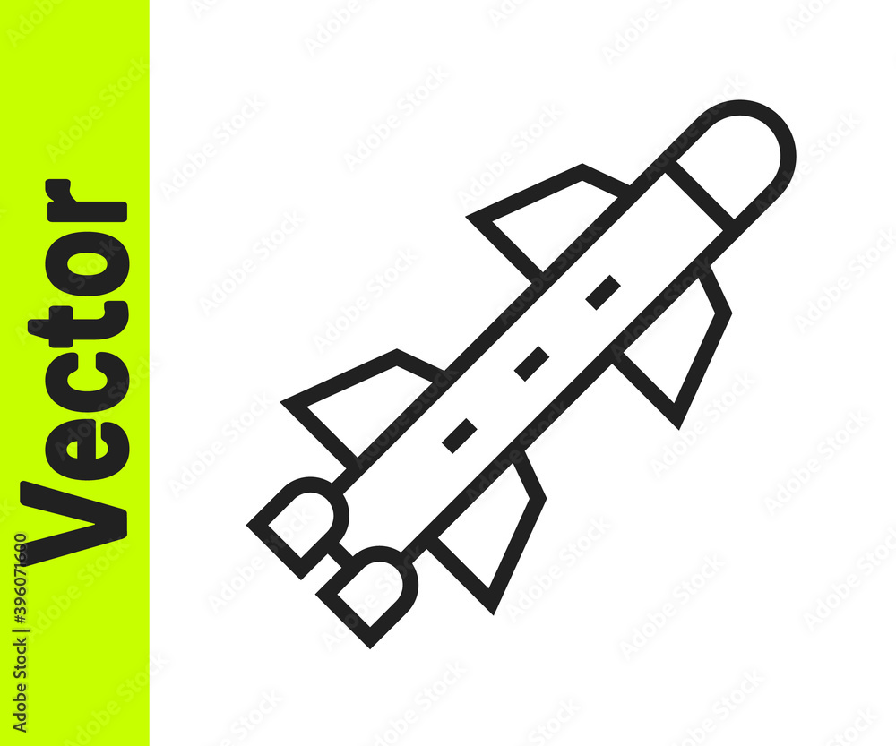 Black line Rocket icon isolated on white background. Vector. Black line Rocket icon isolated on white background. Vector.