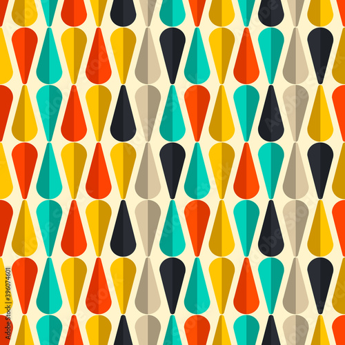 Mid century fifties modern drop shape retro colors seamless pattern. Part of collection