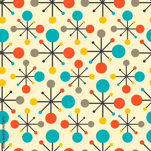 Mid century fifties modern atomic retro colors seamless pattern. Part of collection photo