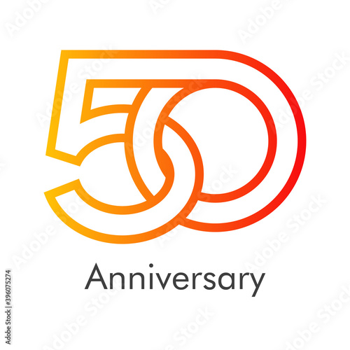 Logotipo 50 aniversario con lineas enlazadas en circuito cerrado en color naranja