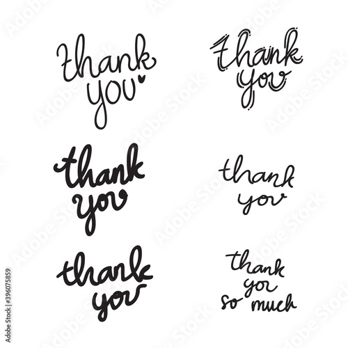 Thank you hand written lettering calligraphy typography card poster. vector illustration.