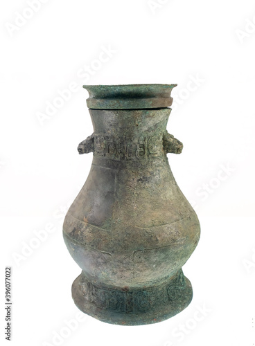 Chinese Han Dynasty bronzes on white background