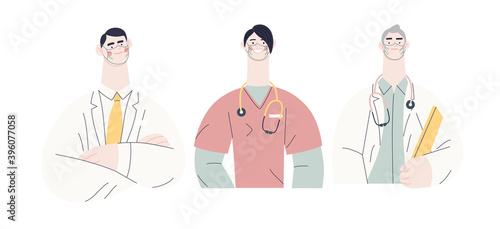 Medical insurance -best doctors -modern flat vector concept digital illustration - medical specialists - doctors and nurses portraits, team of doctors concept, medical office or laboratory