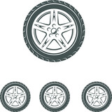 set of car wheels icon