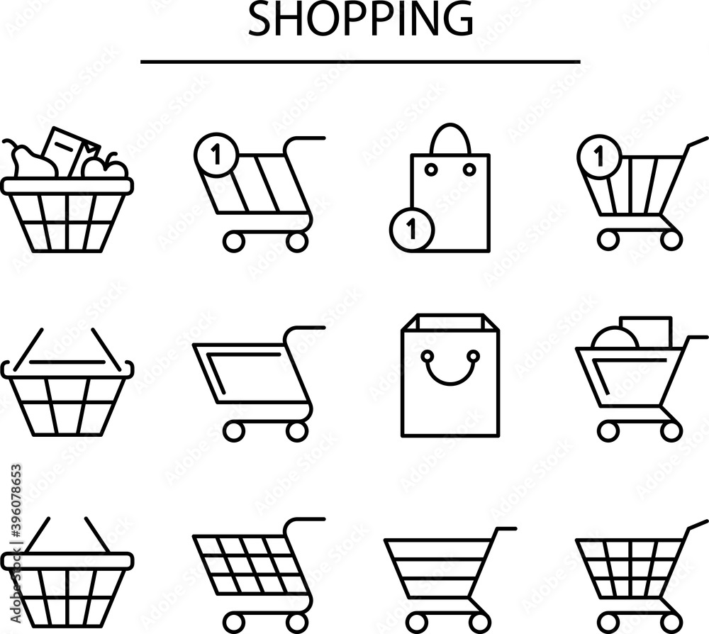 shopping trolley and basket icon shopping trolley and basket icon
