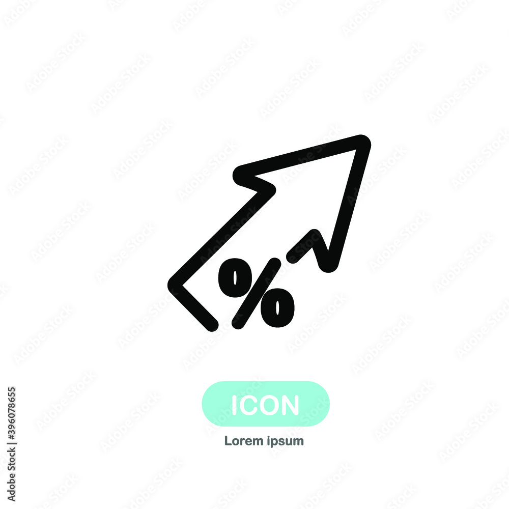 Percent up icon vector isolated on white background. Percent up icon vector isolated on white background.