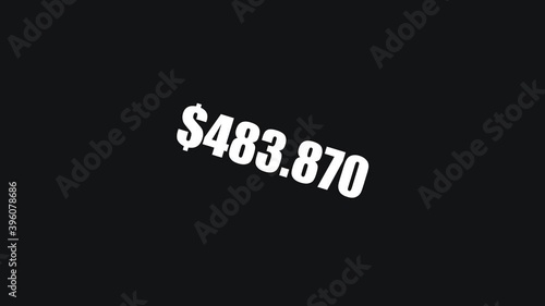 Counting fast from zero to one million dollars in numbers. Concept of money and currency.