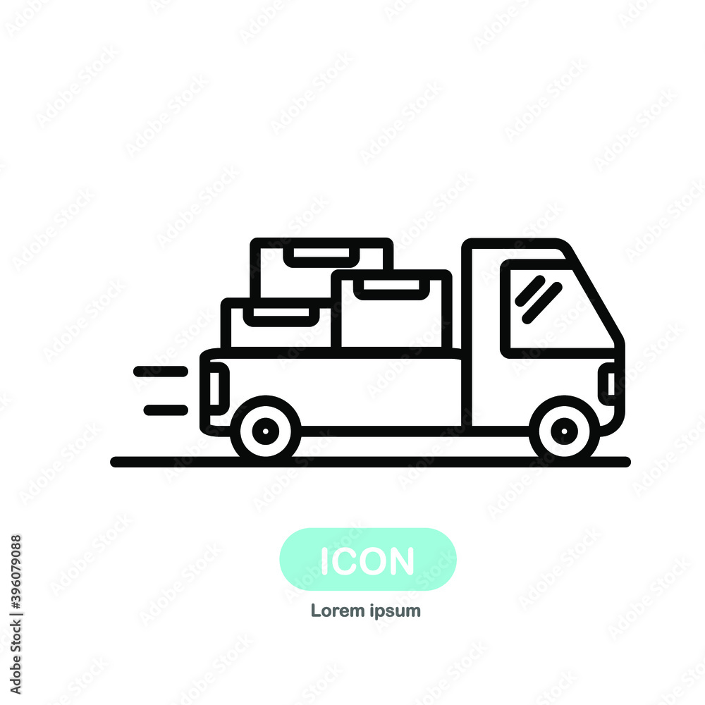 Truck Delivery icon set vector shipping symbols, logistic isolated on white background.
