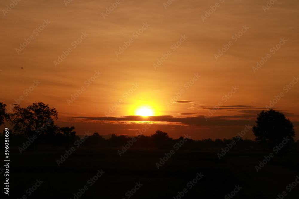 Sunrise and Orange light in the morning Sunrise and Orange light in the morning