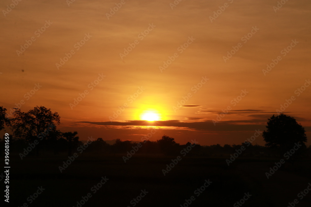 Sunrise and Orange light in the morning