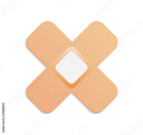 Medical plaster. Adhesive bandage or sticking plaster. Medical band aids protection patch for first aid. Protection and care. Vector cartoon plaster on white background
