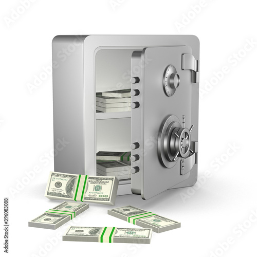 open safe with money on whi...