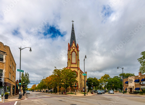 Street view in Skokie Town of Illinois
