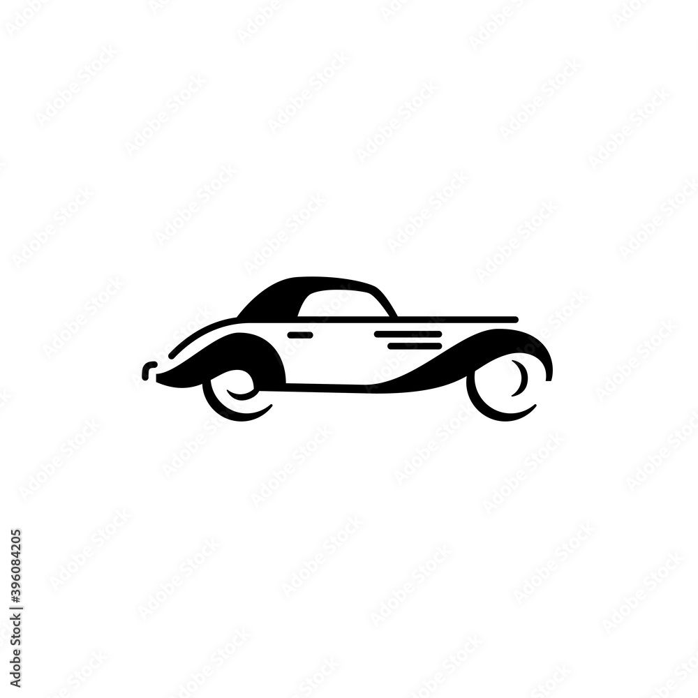 Naklejka premium Old vintage classic car simple icon and logo outline design