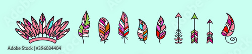 set of native american cartoon icon design template with various models. vector illustration isolated on blue background