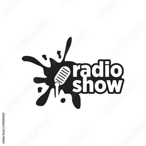 Radio show logo with splash graphic and podcast mic template