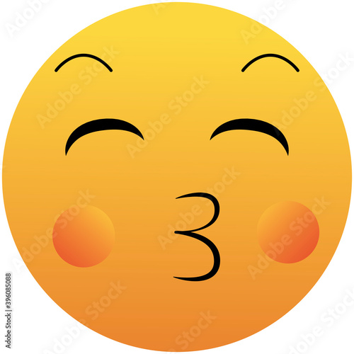 Smile in Love Kissing Emoticon. Kissing Emoji in Love. Isolated vector illustration on white background