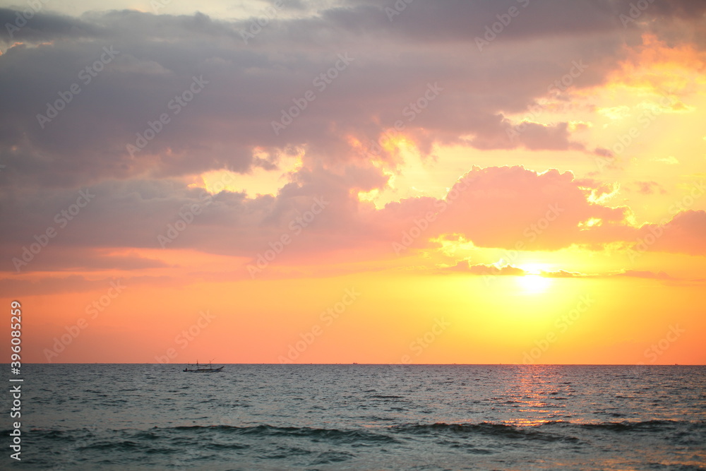 evening sky over the ocean overcast with thunderclouds sunset