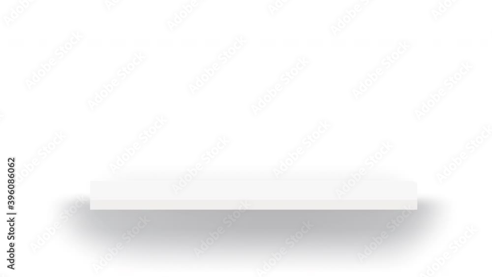 Empty white shelf background design. Advertising space for product. 3d mockup with animation.