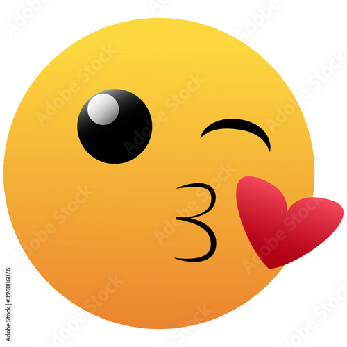Smile in Love Kissing Emoticon. Kissing Emoji in Love. Isolated vector illustration on white background