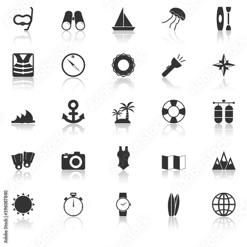 Diving icons with reflect on white background