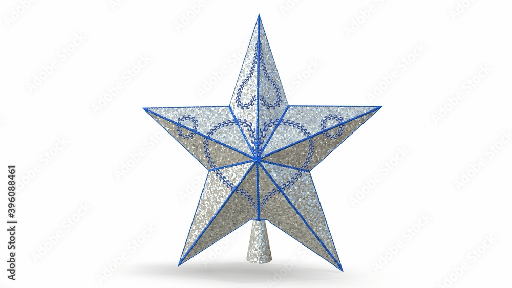 Obraz premium 3D-model Hand made plasticine figure of Christmas star with shadow on white background.
