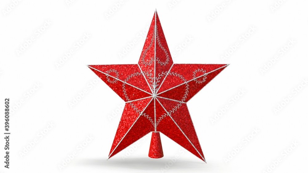 Obraz premium 3D-model Hand made plasticine figure of Christmas star with shadow on white background.