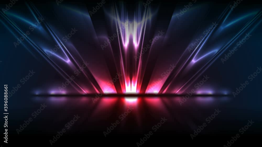 Blue and red neon glossy stripes abstract tech motion background with ...