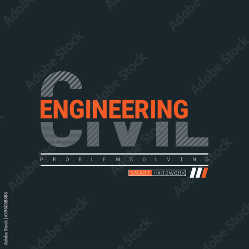 Lettering of civil engineering with graphic vector Illustration. suitable t for t-shirts design, clothing, hoodies, etc.