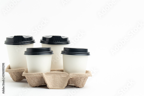 Coffee delivery concept, hot coffee to home or office